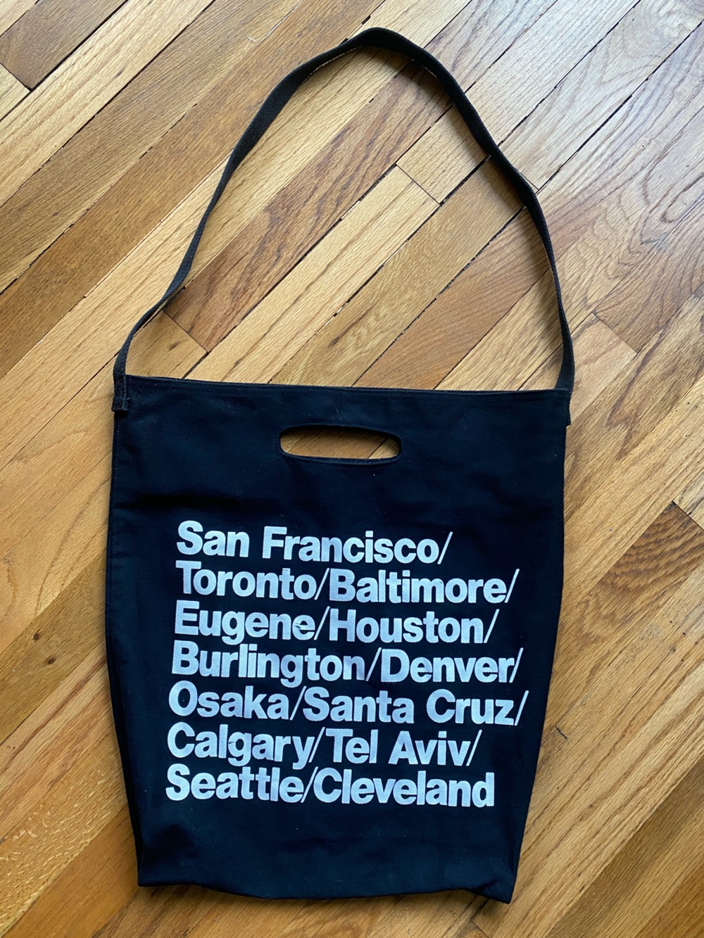 American Apparel Black Canvas City-List Tote with White Print